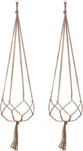 EBOOT 2 Pack 48 Inch Large Macrame Plant Hanger Rope to Hang Flower Pot Plant Holder for Indoor Outdoor Decorations, 4 Legs (Linen Color)