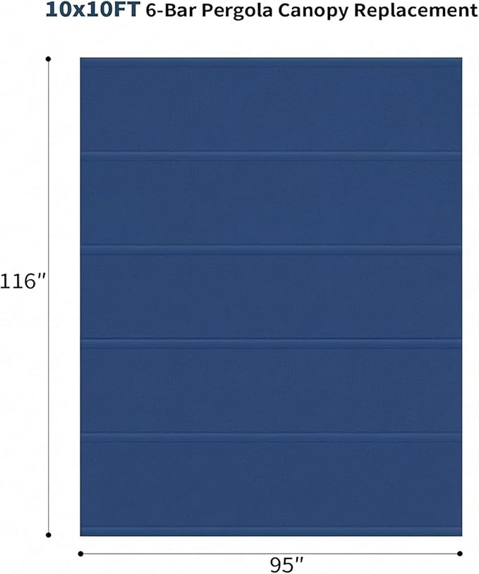 10' X 10' Pergola Shade Cover for Outdoor Retractable Durable Fabric Canopy Replacement Top Only, Sun Shade for Outside (Blue)