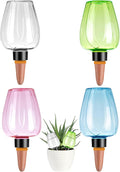 4 Pcs Plant Watering Globes Self Watering Planter Insert Plants Top Fill Water Device Plastic Water Bulbs Slow Release Terracotta for Plants, Multicolor