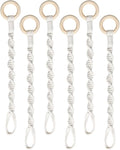 6 Pack Adjustable Macrame Plant Hanger Extenders Connectable Rope Hanging Plant Extender Handmade Woven Hanging Basket Extension with Wooden Ring for Indoor Outdoor Plant Pot Holder (Style 1, 6)
