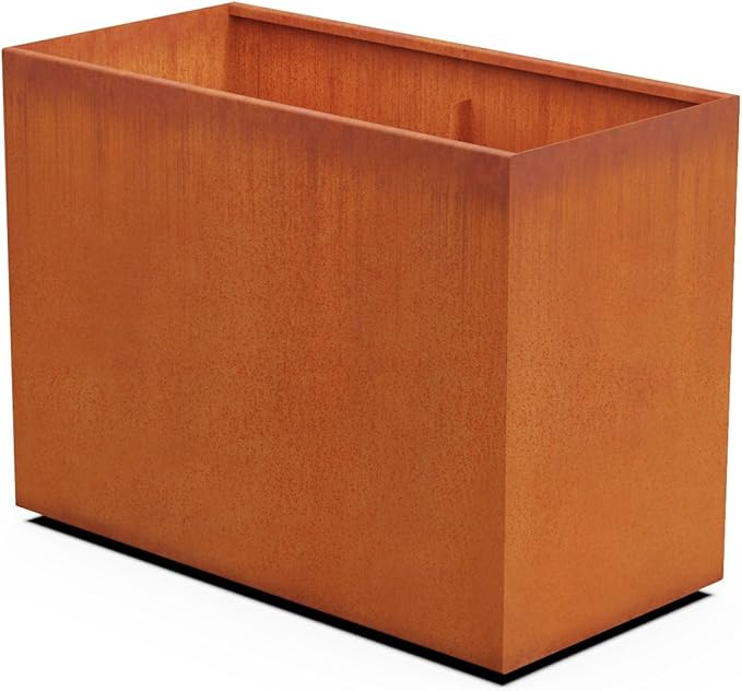 Plantercraft Large Rectangular Planters for Outdoor Plants 48x24x36 Inch | Extra Large Corten Steel Planters for Patios and Privacy Screens | Heavy Duty Metal Planter Rectangle, Fully Assembled