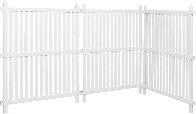 VEVOR 3 Panels Outdoor Privacy Screen, 36 x 45 in Air Conditioner Fence with 19.7 in Ground Stakes, Pool Equipment Enclosure, Strip Vinyl Privacy Fence, Ideal for Trash Can and A/C Units, White