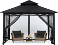 MASTERCANOPY Outdoor Garden Gazebo for Patios with Stable Steel Frame and Netting Walls (9x9,Black)