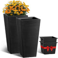 VEVOR Set of 2 Tall Outdoor Planters 22inch, Large Planters for Outdoor Indoor Plants, Black Front Porch Planter Flower Tree Plant Pots with Modern Design and Built-in Drainage