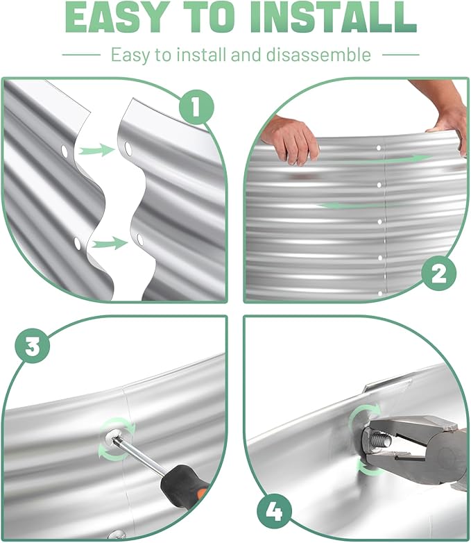 AHEONLAR 3 Pack 6×3×1ft Galvanized Raised Garden Beds, Oval Metal Garden Bed Planter Boxes Outdoor, Durable Raised Garden Beds Outdoor for Vegetables, Flowers, Silver