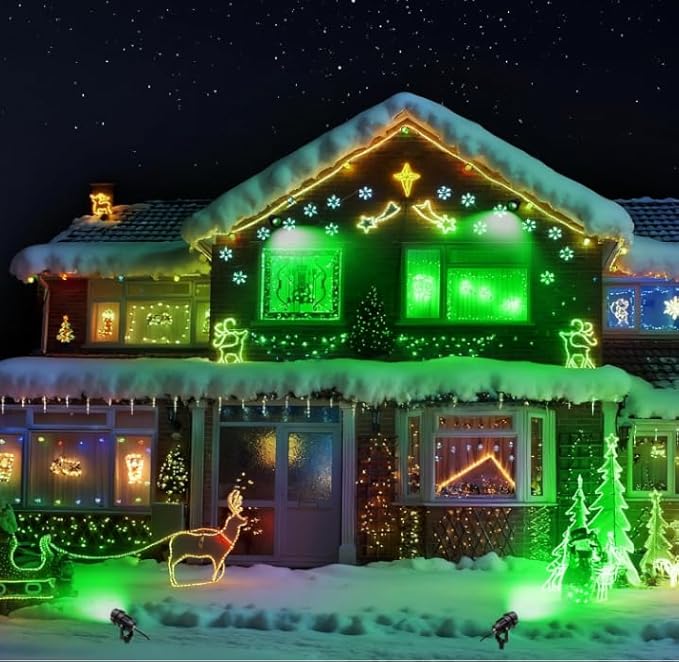 Halloween Christmas Outdoor Spotlights Green Landscape Lights Outdoor Spotlight,2 Pack 110v Plug-in Outdoor Waterproof Green Halloween Christmas Spotlights for Garden Pathway Tree Yard