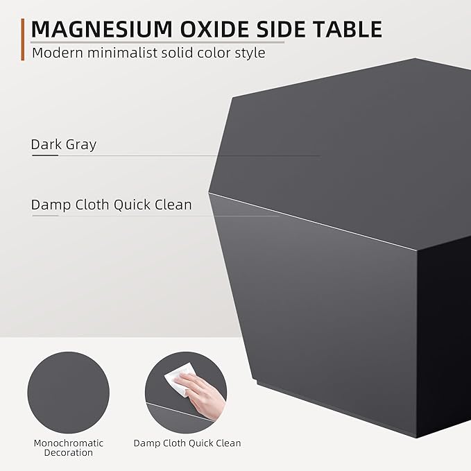 UPHA Outdoor Hexagon Coffee Table, Small Modern Minimalist Accent Tables, Low Light Concrete Center Table for Living Room, Outside Patio, Deck, 28×24.2×15.4, Dark Gray