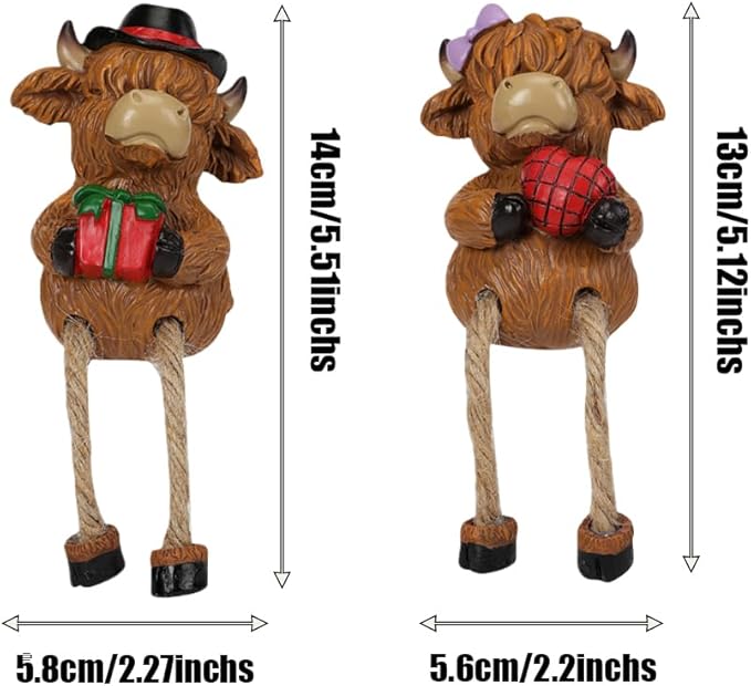 2-piece set Highland Cow Pot Huggers for Planters, Climbing Highland Cow Flower Pot Hugger, Hanging Plant Decorations for Pots, Cute Plant Pot Decorations for Home Garden Yard (Long-legged Highland)