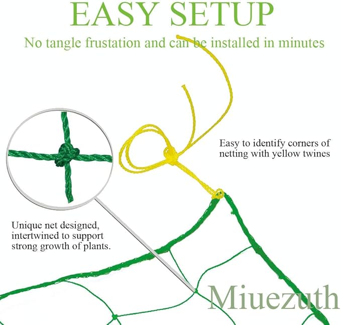 Trellis Netting for Climbing Plants - Heavy Duty Garden Trellis Netting for Cucumber, Vine, Fruits & Vegetables Tomato Plants Trellis Net, Climbing Vining Plants (1-Pack 32.8' x 6.6'Ft)