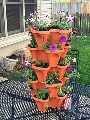 5 Tier Stackable Strawberry, Herb, Flower, and Vegetable Planter - Vertical Garden Indoor/Outdoor