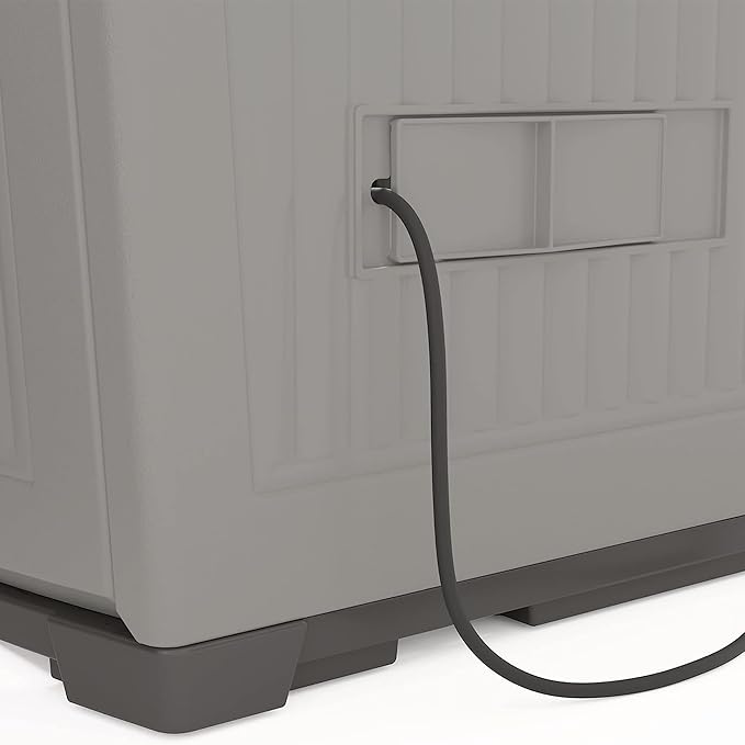 Suncast 130-Gallon Backyard Oasis Basic Unit Lockable Outdoor Storage Cabinet, Peppercorn, Made in the USA