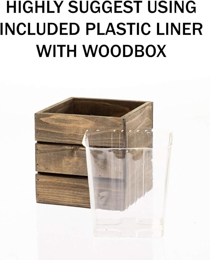 Wooden Planter Box I Rustic Barn Wood with Plastic Liner l Garden Decor l Restaurant and Wedding Decorations (6x6 Set of 2, Natural)