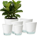 GARDIFE 2026 Upgraded Self Watering Plant Pots with Drainage Hole, 7/6.5/6/5.5/5/4 Inch Flower Planting Containers for House Plants, African Violet, Flowers, Cactus (White, 7+6.5+6+5.5+5+4 inch)