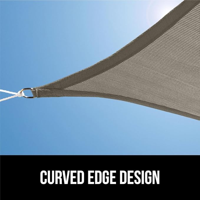 GORILLA GRIP Heavy Duty Sun Shade, UV Protection Fade Tear and Rust Resistant Rectangle Sunshade Canopy, Curved Edges Blocks Sunlight, Breathable Sail, Outdoor Patio, Lawn Garden, 8x12 FT Gray