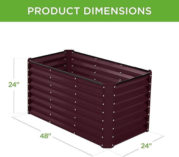 Best Choice Products 4x2x2ft Outdoor Metal Raised Garden Bed, Deep Root Box Planter for Vegetables, Flowers, Herbs, 119 Gallon Capacity, 100% Non Toxic Materials - Burgundy