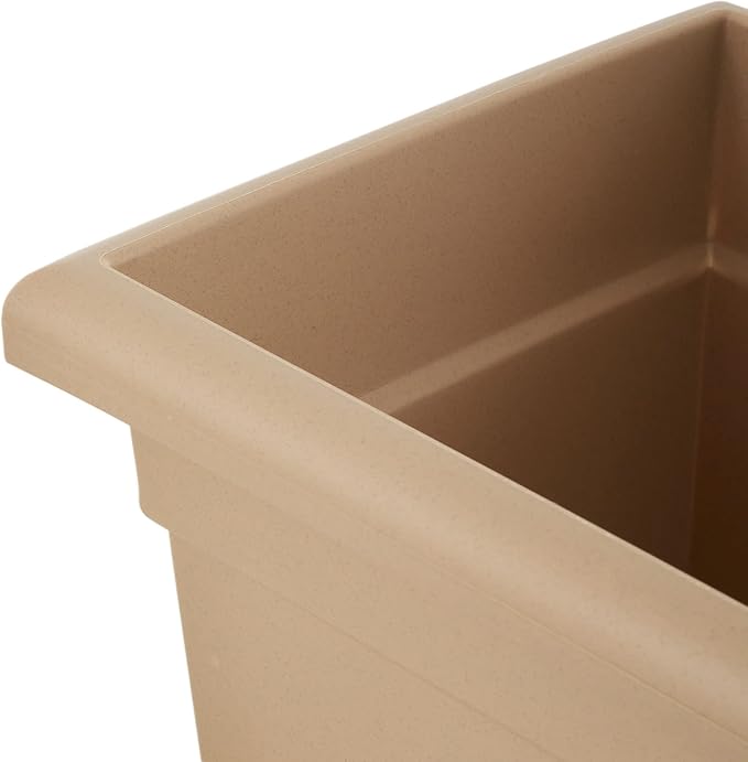 The HC Companies 28 Inch Romana Planter Box with Drainage Plug, Lightweight UV-Resistant Plastic Outdoor Planters, 1-Pack Flower Box for Garden, Patio, Balcony, and Fence, Sandstone