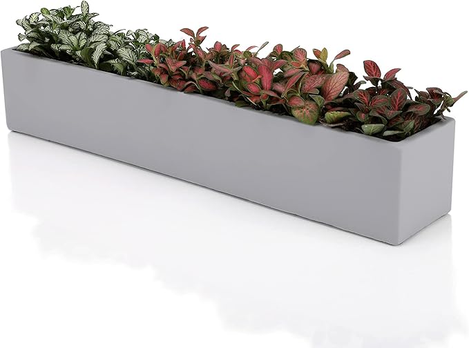 14.5-Inch Grey Rectangle Concrete Succulent Planter Windowsill Boxes