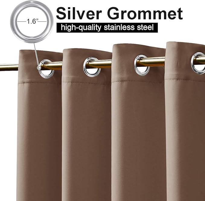 NICETOWN Outdoor Curtains for Patio W100 x L108 inch 2 Pieces, Sun Blocking Screen Shades 100% Privacy for Porch, Pergola, Lanai, Outside Deck, Weatherproof Blinds for All Season, Tan