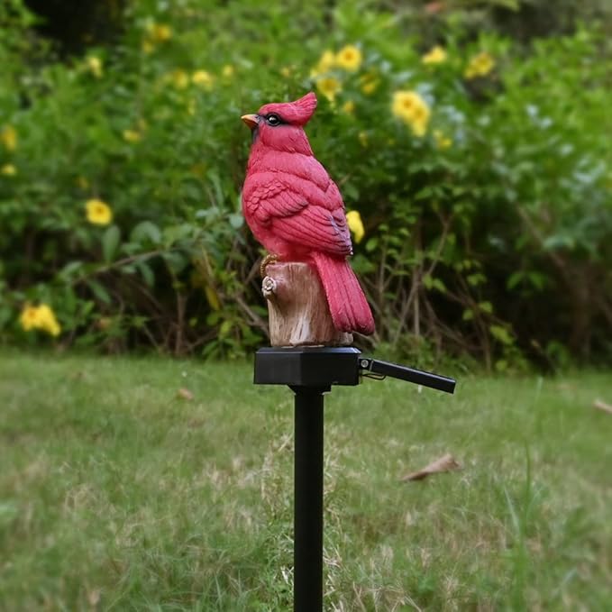 Cardinal Garden Decor Red Bird Figurine Memorial Solar Light Outdoor Stake Patio Yard Art Lawn Ornament Porch Christmas Decorations Outside Statue Gift for Mom Grandma Women Mother