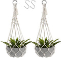 Artilady Macrame Plant Hanger Large Hanging Planter for Indoor Plants Holder White Cotton Rope Hanging Plant Basket Handmade Outdoor Window Boho Plant Wall Decor (White Macrame-2pcs)