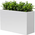 White Steel Heavy Planter for Outdoor Plants Metal Rectangular Outdoor Planter Spliced Flower Box with Partitions for Outside,Indoor,Garden (White, 32 * 15 * 24)