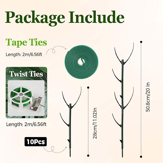 10 Pack Stackable Monstera Plant Support Stakes, Durable Climbing Plant Support Structures for Indoor Outdoor Potted Plants, Garden Stakes for Pothos, Philodendron & Vine Plants