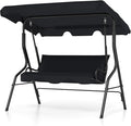 Tangkula 3 Person Porch Swing, Patio Swing with Removable Cushion & Powder-Coated Steel Frame, Outdoor Swing with Canopy for Porch, Backyard, Garden, Balcony (Black)