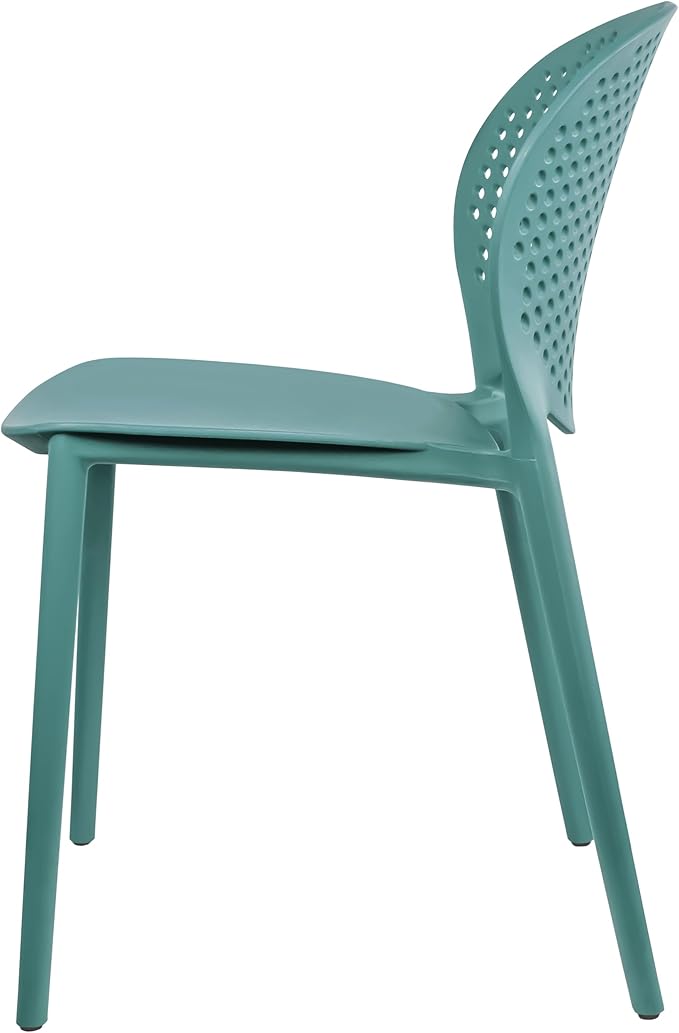 2xhome Modern Pool Patio Chair, Stackable Dining Side Chair for Indoor Outdoor Kitchen Living Room Restaurant, Blue