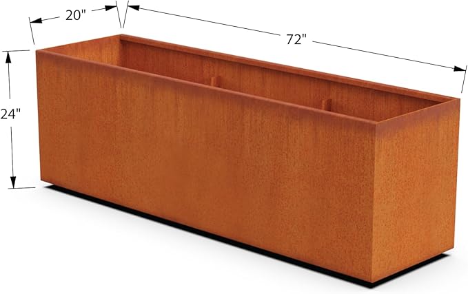 Plantercraft Large Rectangular Planters for Outdoor Plants | 72 Inch Corten Steel Planter & Extra Large Outdoor Planter Box | Metal Raised Garden Bed for Patios, Privacy Screens & Modern Landscapes