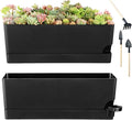 Self Watering Pots for Indoor Plants 17 Inches Window Boxes Planters Rectangular Flower Pots Rectangle Herb Pots Large Plant Pots with Drainage Holes and Saucers Windowsill Planter (2, Black)
