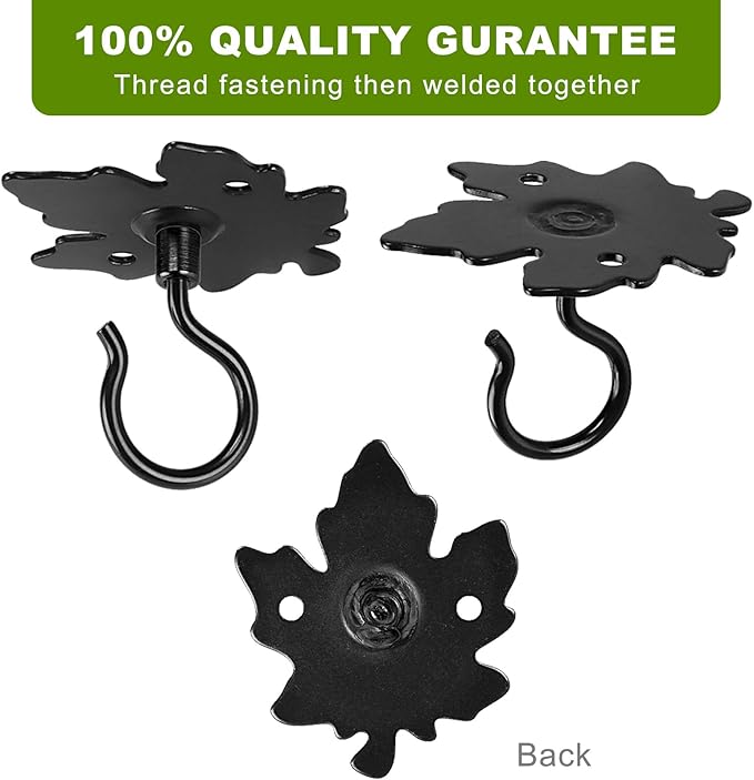 Dolibest Wall Mount Ceiling Hooks, Plant Hooks for Ceiling, Metal Plant Bracket Iron Wall Mount Lanterns Hangers Hooks for Hanging Plants Lights, Outdoor Wire, Fairy Lights, Wind Chimes, Black (4PCS)