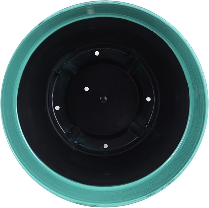 Garden Elements Indoor/Outdoor Glazed Brushed Happy Plastic Planter, Large, Dark Aqua, 15"