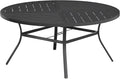 VICLLAX Round Patio Table with Adjustable Umbrella Hole for 8, All Weather Metal Outdoor Dining Table for Lawn Garden, 59.8" Outdoor Coffee Table, Black Tabletop