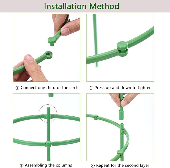 12 Packs Plant Support Stakes, Plant Support with Garden Wire Ties for Indoor Plants, Plastic Stackable Garden Flower Support, Plant Stakes for Tomato, Monstera, Peony, Hydrangea Climbing Plants
