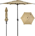 Abba Patio 7.5FT Lyon Outdoor Patio Umbrella Outdoor Table Umbrella with Push Button Tilt and Crank Market Umbrella 6 Sturdy Ribs UV Protection Waterproof for Garden Deck Backyard Pool Tan