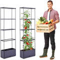 GENMOUS 2 Pack Rectangle 4 Tier Tomato Planter, Raised Garden Bed Tall 45'' Vertical Elevated Garden Planter Standing Garden Bed Planter Box with Drainage Holes Patio Balcony Porch Black