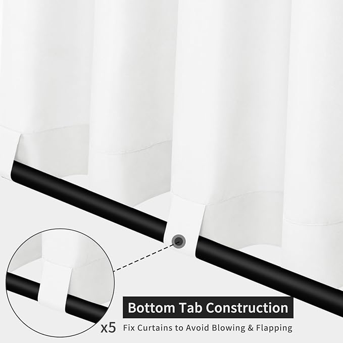 Easy-Going Linen Look Outdoor Curtains Waterproof Windproof Porch Curtains, Soft Thicken Outdoor Privacy Curtains for Patio, Gazebo, Grommet Top and Tab Bottom Drape, 1 Panel, 110x108 inch, White