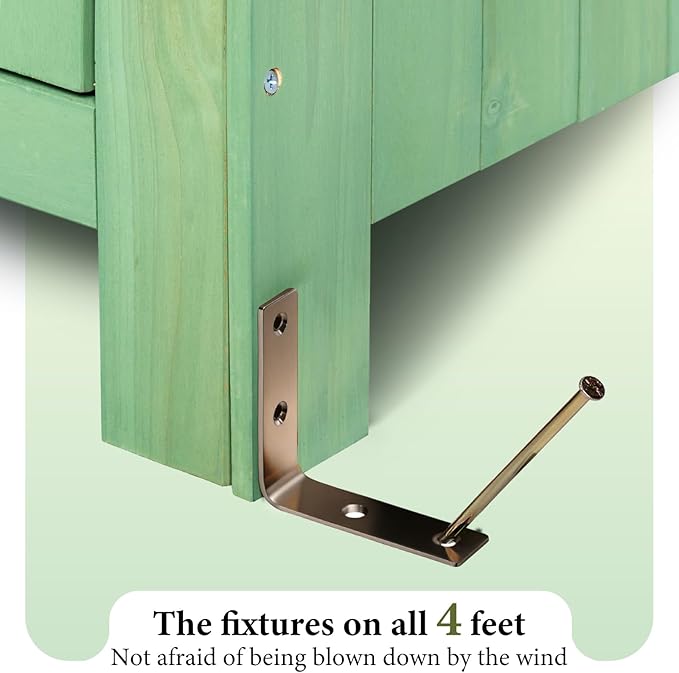 VINGLI Outdoor Wooden Storage Shed, Garden Shed Outside Tool Cabinet with Safety Latch, Patio Storage Organizer (Light Green)
