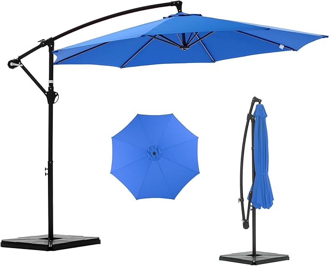 NEWBULIG 10FT Patio Umbrella, Offset Cantilever Outdoor Patio Table Umbrella, UV Protection, Fade Resistant Fabric, Easy Tilt Adjustment for Pool, Deck, Garden, Backyard
