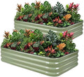 1MORE Raised Garden Bed -5X3X1 Galvanized Planter Box for Outdoor Gardening,4 in 1 Modular Raised Bed Kit with Protective Tape, Gloves for Herb，Ideal for Vegetables and Plants.Green-2Pcak
