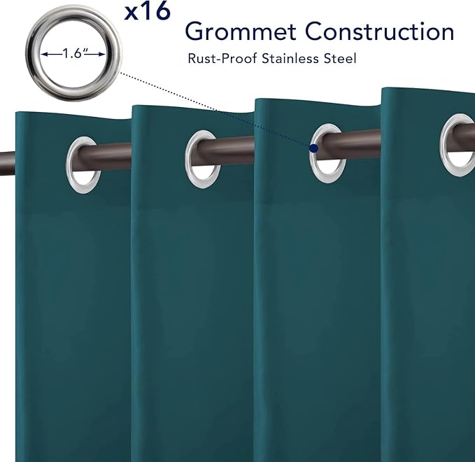 PureFit Outdoor Curtains for Patio Waterproof Weatherproof, UV and Fade Resistant Outside Curtains for Gazebo, Front Porch, Pergola, Sun Blocking Privacy Curtain, 120W x 95L inch, 1 Panel, Teal
