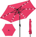 Best Choice Products 7.5ft Outdoor Solar Market Table Patio Umbrella for Deck, Pool w/Tilt, Crank, LED Lights - Hot Pink