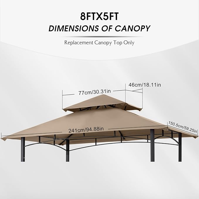 MASTERCANOPY Grill Gazebo Replacement Canopy Top for Model L-GG001PST-F (Beige)