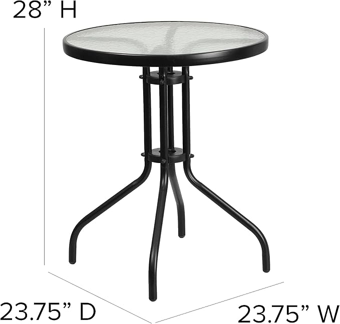 Flash Furniture Bellamy 23.75" Round Indoor/Outdoor Tempered Glass Metal Frame Side Table