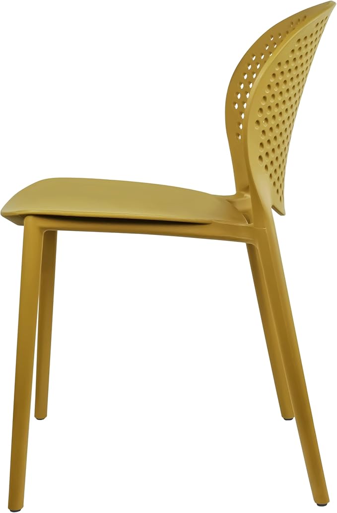 2xhome Set of 2 Patio Dining Chairs | Modern Stackable Outdoor Pool Side Chair | Weather Resistant Plastic for Yard, Porch, Balcony, Kitchen, Yellow