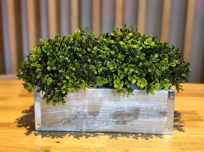 Wood Planter Box with Tin Style, 12x4 Inch Rectangular, Whitewash, Plastic Liner, Garden Centerpiece Display, Wedding Flowers Holder, Home and Venue Decor (12x4 w/ Tin Set of 4, Whitewash)