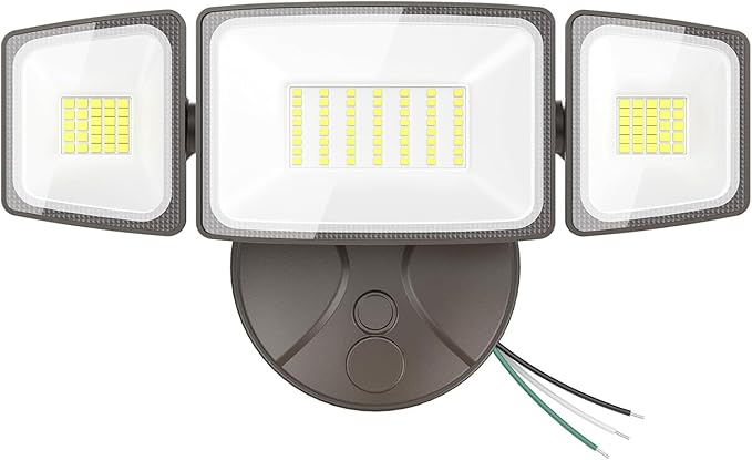 Onforu 75W Flood Lights Outdoor, 7000LM Brightness Security Lights Switch Controlled, 3 Adjustable Heads, IP65 Waterproof, 6500K Wall Mount Exterior LED Flood Light