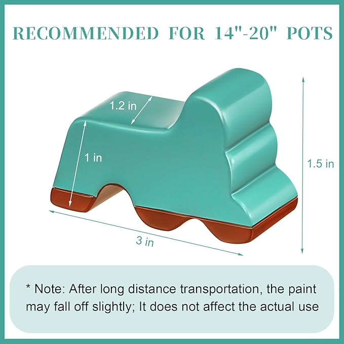 Kigeli 6 Pcs Resin Garden Pot Feet for Outdoor Planters 3 Inch Long 1.5 Inch Tall Flower Handmade Elevator Plant Feet Frost Proof Lifter for 14-20 in Pot(Blue)