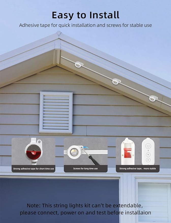 APPECK Permanent Outdoor Lights 50ft with 36 RGBW LEDs, 111 Scene Modes, Eaves Lights with 40lm Warm White, for Daily Holiday House Decor, App/Voice/Remote Control, White
