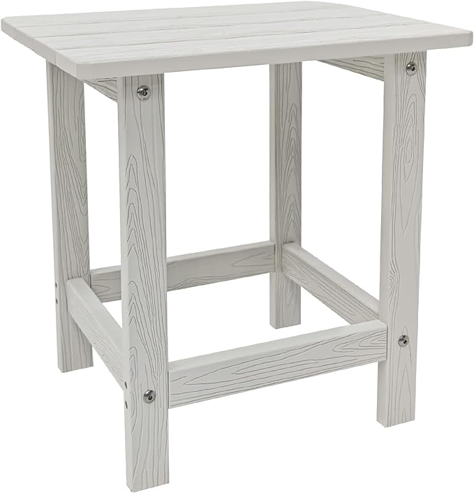 Adirondack Side Table - HDPS Weather Resistant, End Table for Patio, Pool, Deck, Porch, Indoor/Outdoor Use, White